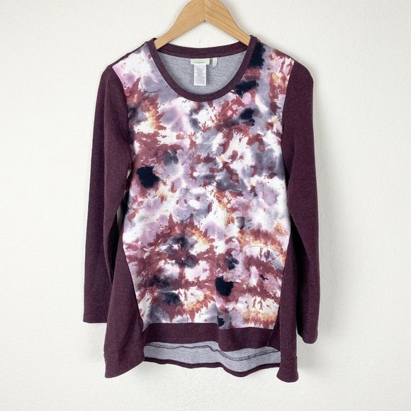 LOGO Lori Goldstein Purple watercolor raglan top